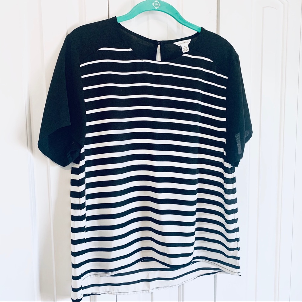 Calvin Klein | Black & White Stripe Top | M